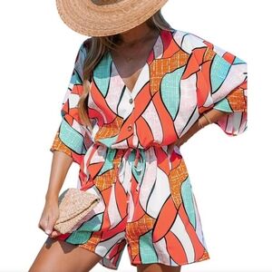 Cupshe Tropical Print Romper XL Beach Vacation Boho (✨️HOST PICK✨️)